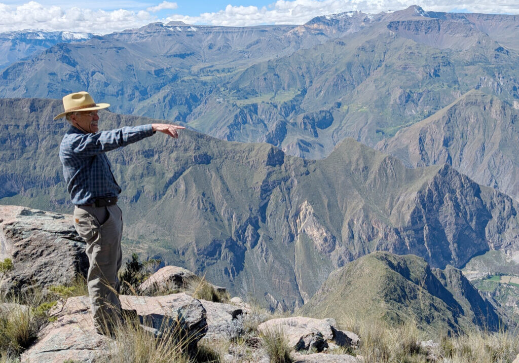 Brad pointing at canyon